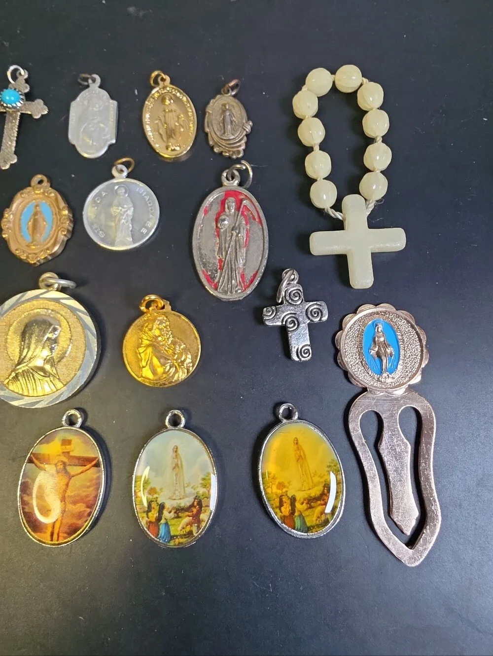 Religious 28 Medal Pendant Assortment in Gold and Silver Tones